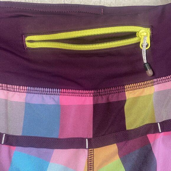 Lululemon Groovy speed Run Shortie Short Plum Plaid Sea Check Angel Wing Pocket - Picture 2 of 11